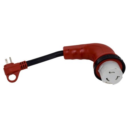 VALTERRA 15AM-50AF 90 DEG LED DETACH ADAPTER CORD, 12", RED, BULK A10-1550D90